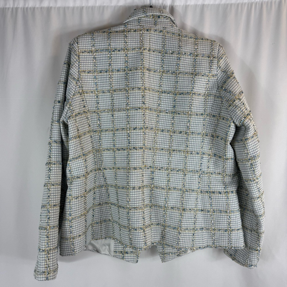 Rachel Zoe tweed blazer size: XL white and blue color With Gold Button - Picture 9 of 13